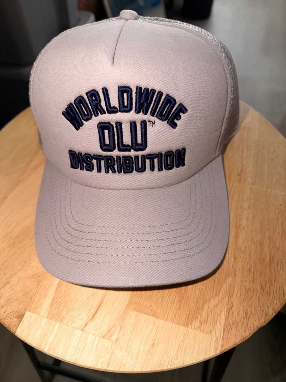 DLU Worldwide Distribution Embroidered Trucker Hat - Light Gray